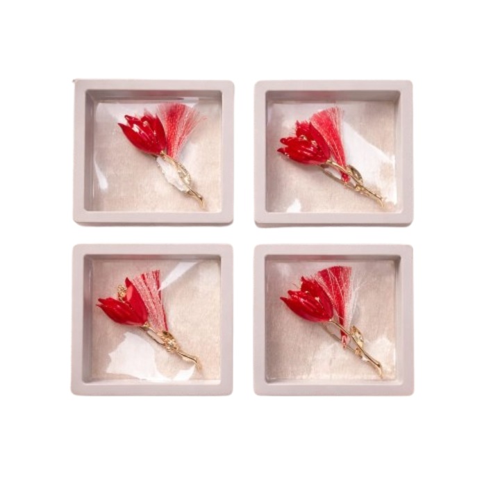 6 darab Martisor bross VICTINY® fém, rögzítő tűvel, tulipán mintával
