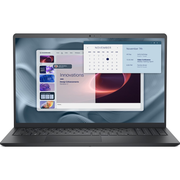Laptop Dell Pro 15 Essential, 15.6" Full HD, Intel® Core i7 1355U pana la 5 GHz, 16 GB RAM DDR5 5200, 512 GB SSD, Intel Iris Xᵉ Graphics, Windows 11 Pro, Carbon Black 512 GB