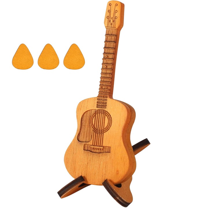 Gitárpengető tartó doboz, BOMSTOM, fa, 12x4.5cm, sötétbarna