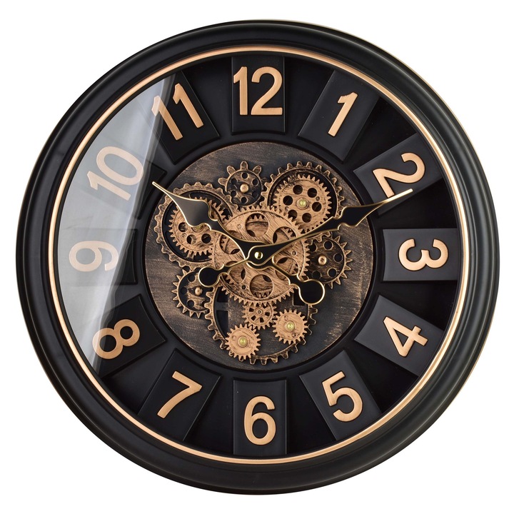 Fali óra, műanyag, Mondex, Ramsey, 45 x 45 x 7 centiméter, barna, 1 darab