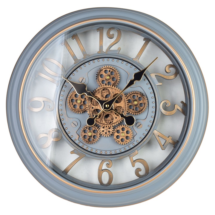 Fali óra, műanyag, Mondex, Ramsey, 45x45x7 cm, szürke, 1 db