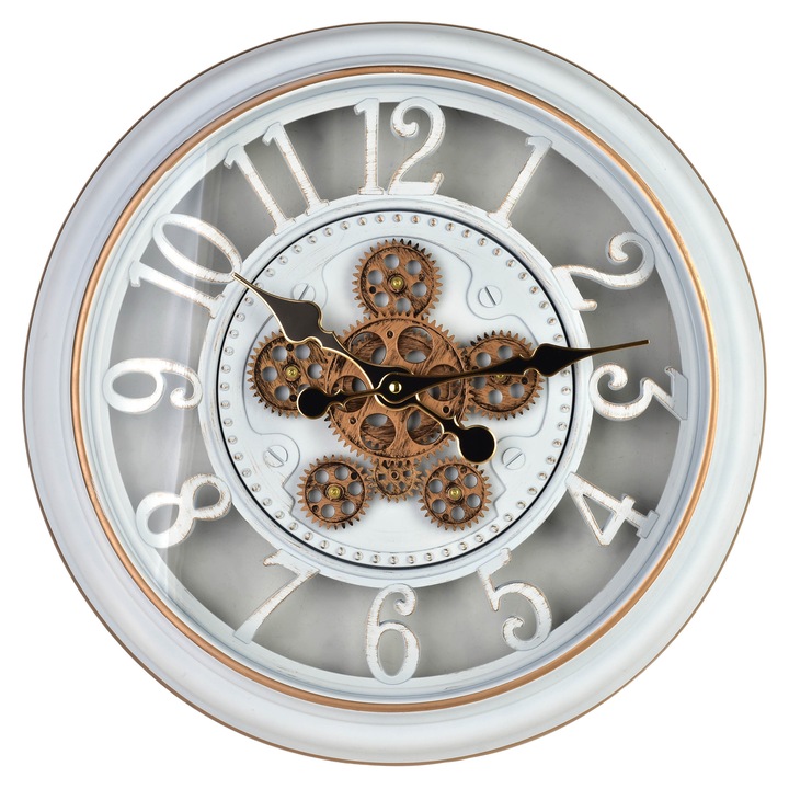 Ceas 45cm cu mecanism mobil, design elegant, detalii aurii, 45x45x7cm