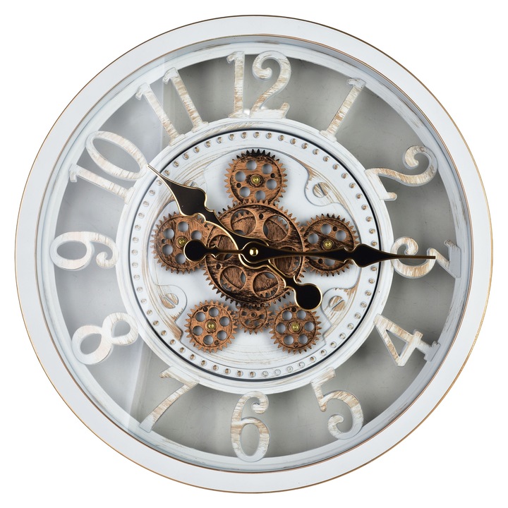 Fali óra, műanyag, Mondex, Ramsey, 40 x 40 x 7 cm, fekete arany részletekkel, 1 darab