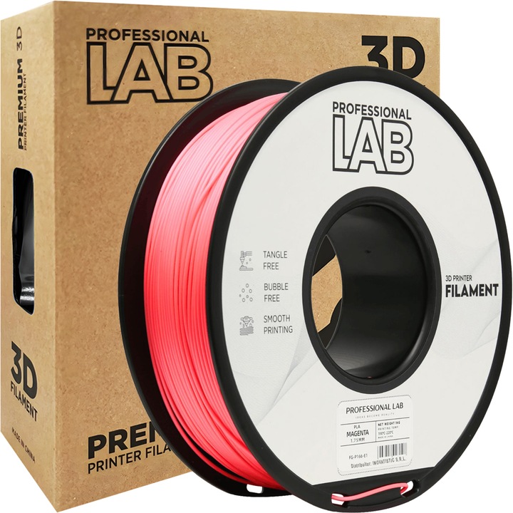 Rola filament, PLA Fucsia, 1kg, Professional Lab PLA MAGENTA, diametru 1.75mm, compatibil cu majoritatea imprimantelor 3D FDM