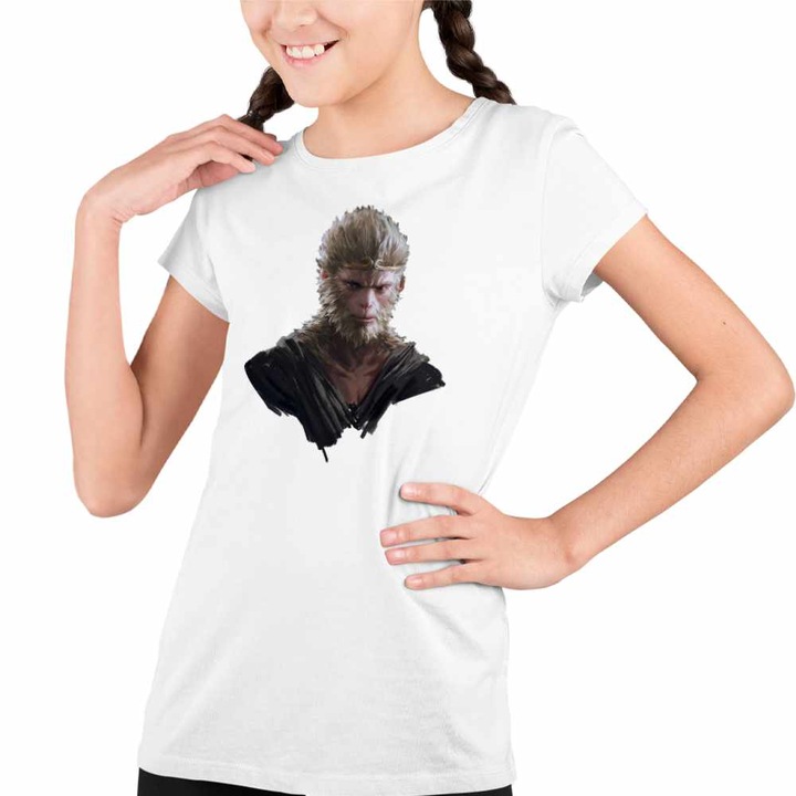 Tricou Copii Fete Wukong Myth Black Death Monkey, Fehér