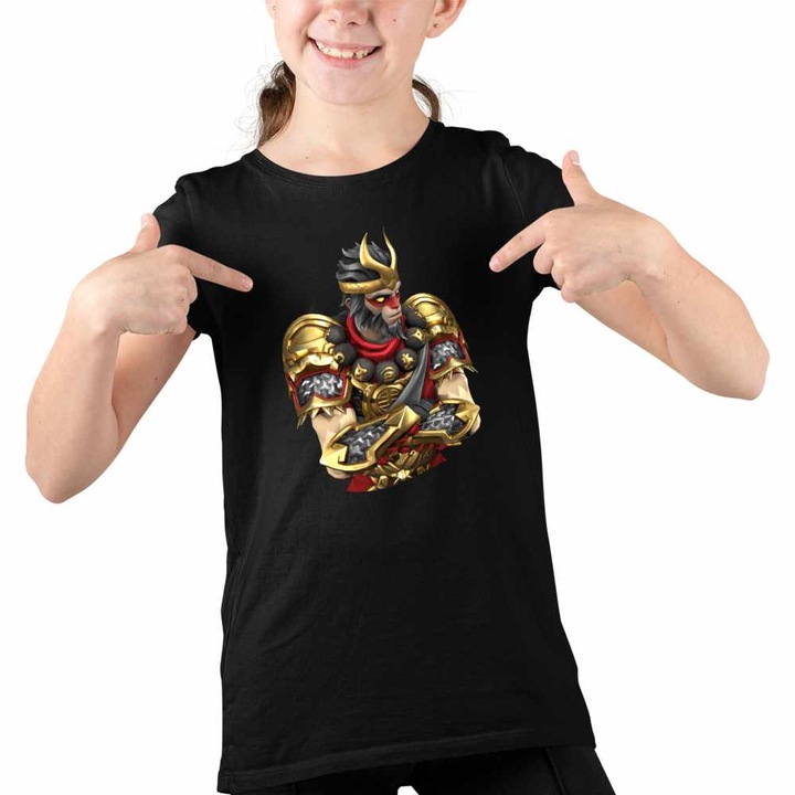 Tricou Copii Fete Wukong Fortnite Gamer Lol Monkey, Fekete