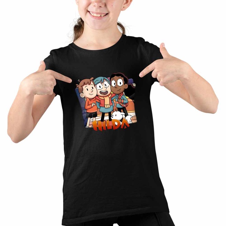 Tricou Copii Fete Hilda Dream Team Prieteni Frida David, Fekete