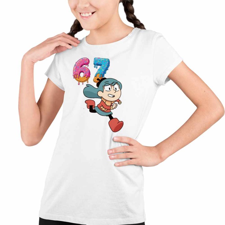Tricou Copii Fete Hilda Six Seven 67 Sase Sapte, Fehér
