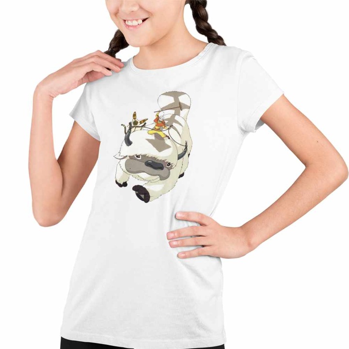 Tricou Copii Fete Avatar Airbender Appa Maestru Aerului Momo, Fehér