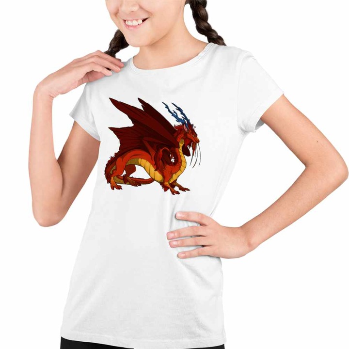 Tricou Copii Fete Avatar Dragon Fang Roku Anime Airbender, Fehér