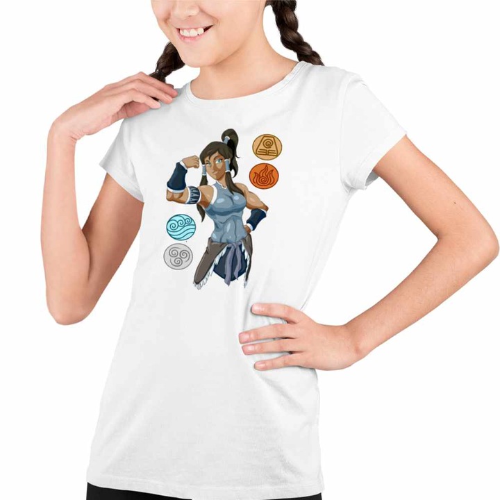 Tricou Copii Fete Avatar Legenda lui Korra Cele 4 Elemente, Fehér