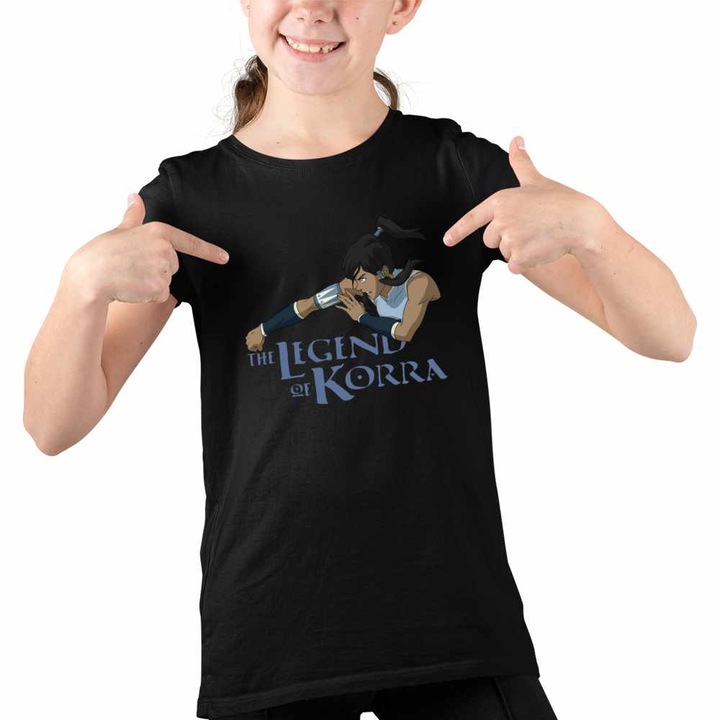 Tricou Copii Fete Avatar Legenda lui Korra Airbender Anime, Fekete