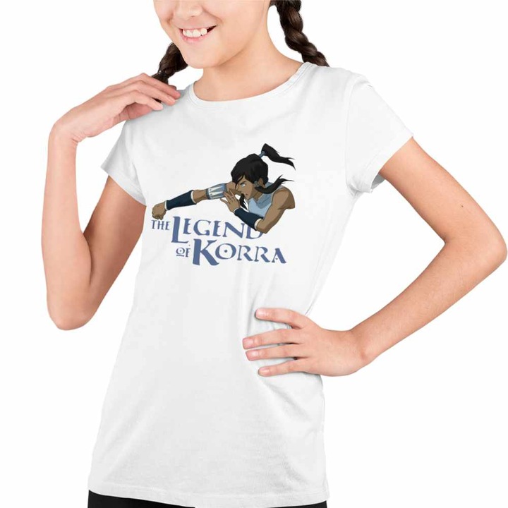 Tricou Copii Fete Avatar Legenda lui Korra Airbender Anime, Fehér