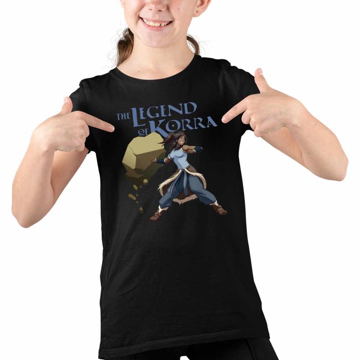 Tricou Copii Fete Avatar Korra Maestru Pamantului Airbender, Fekete