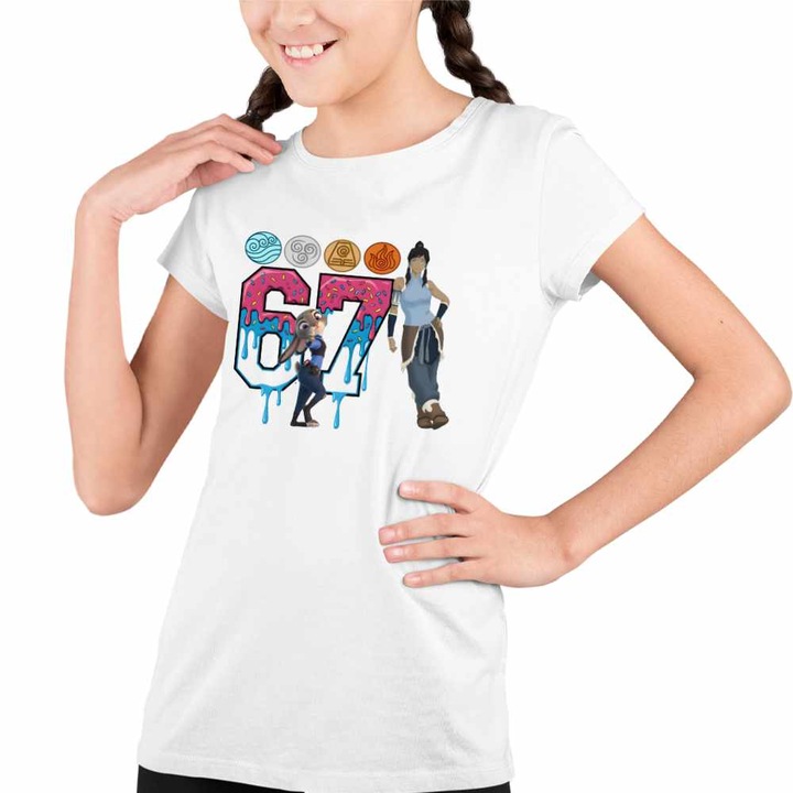 Tricou Copii Fete Avatar Zootopia Judy Six Seven 67 Cele 4 Elemente, Fehér