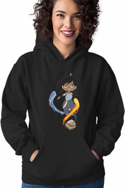 Hanorac Femei Avatar Legenda lui Korra Reincarnare Airbender, Negru