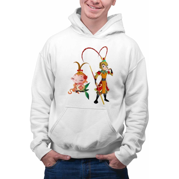 Hanorac Barbati alb, marime XL, imprimeu rezistent