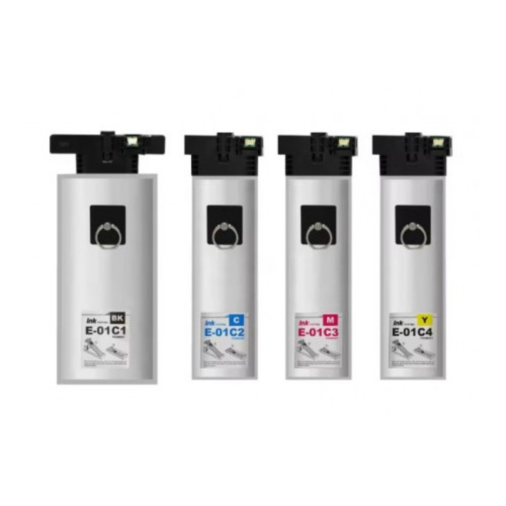 Kit de 4 Cartuse Cerneala T01C Black, 10000 Pagini T01C Cyan, Magenta, Yellow, 5000 Pagini Compatibile Epson C13T01C100, Epson WorkForce Pro WF-C 529 R DTW Epson WorkForce Pro WF-C 570 Pro WF-C 579 R D2TWF Epson Pro WF-C 579 R DTWF