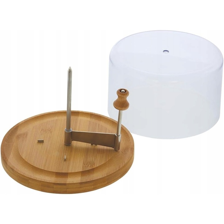 Feliator manual pentru branza, din bambus, cu capac, 22 cm