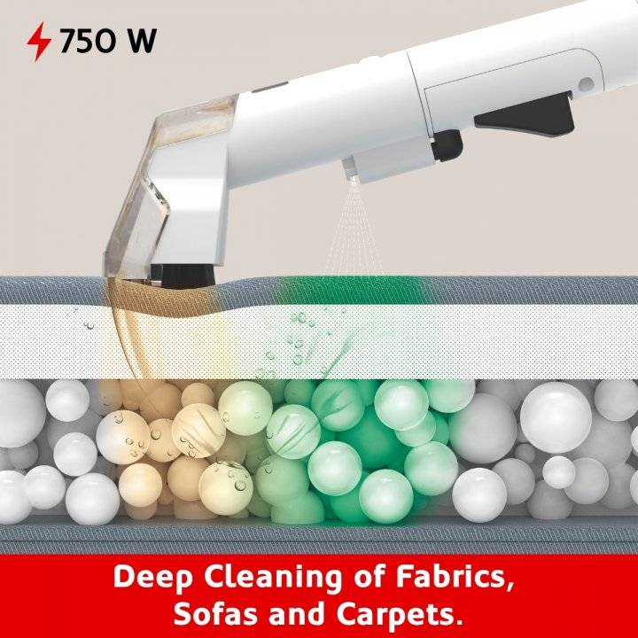 Aspirator cu Spalare, HAEGER, Magic Clean 750, Putere Aspirare >15 KPa, Rezervor Apa Curata 1080 ml, Rezervor Apa Uzata 850 ml, 750 W, Alb