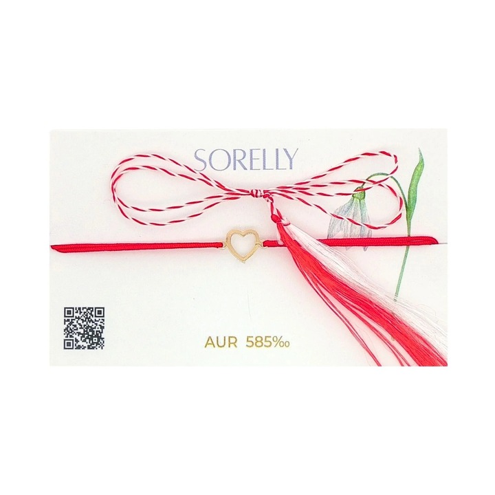 Bratara Aur 14k SORELLY Snur Inima, 7mm, reglabilă, delicată