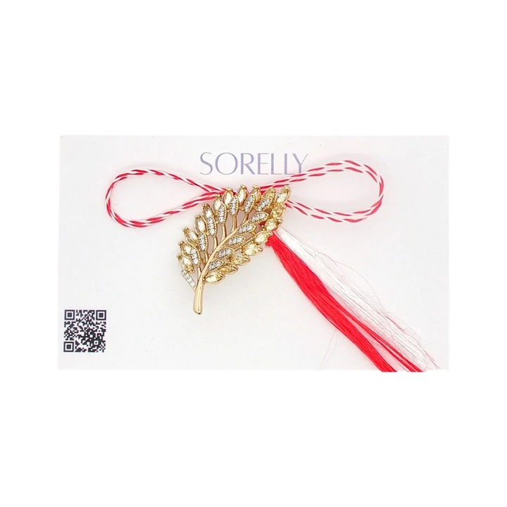 Martisor Brosa Placata cu Aur 14k Frunza