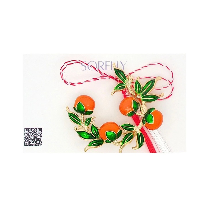 Martisor Brosa Placata cu Aur 14k Portocale