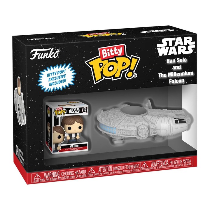 Set figurine de colectie Funko Bitty POP! Ride Star Wars − Han Solo & Millennium Falcon