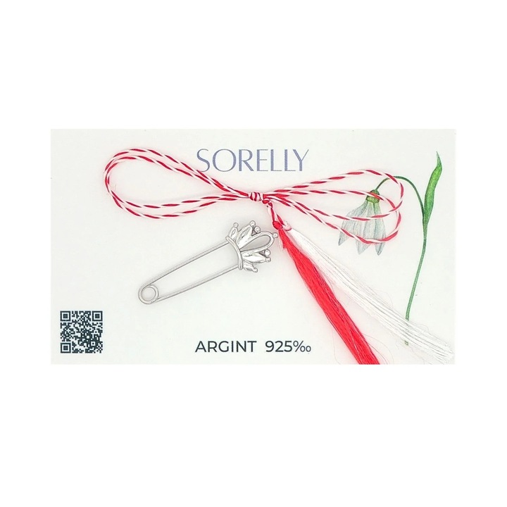 Brosă Argint, SORELLY, Princess Agrafă, Design Modern, 1.2x3.2cm