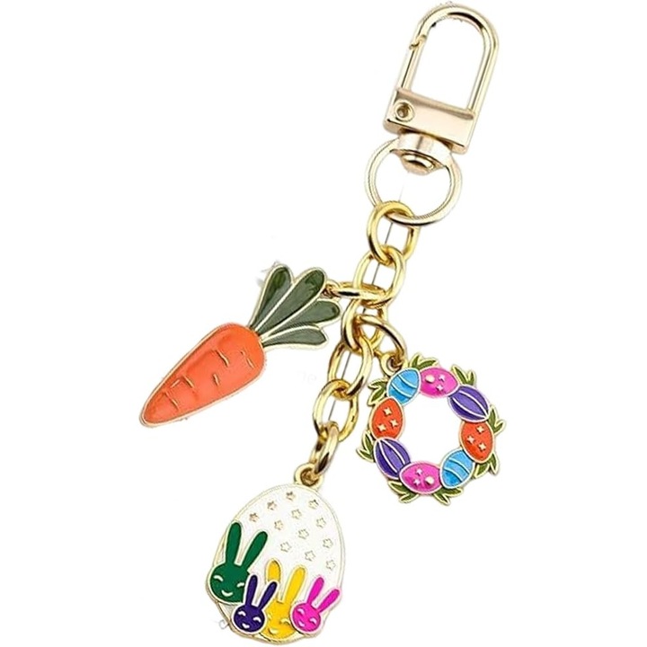 Kulcstartó, húsvéti design, ötvözet, hordozható, sokszínű