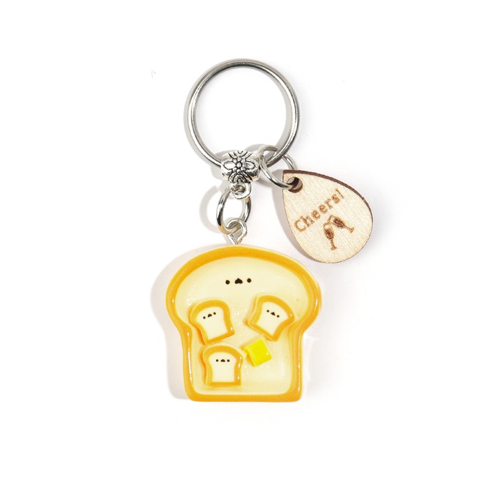 Fából készült pirítós kulcstartó, az új kezdetek szimbóluma, tartós design, inspiráló ajándék kollégáknak, barátoknak vagy tanároknak