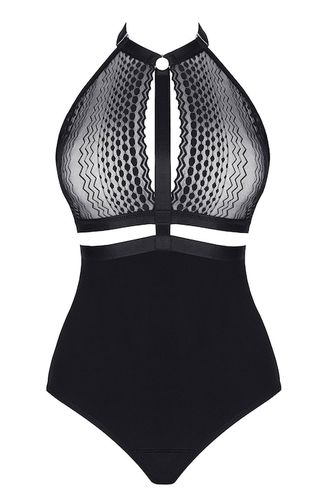 Body sexy dama Demoniq Aleta001, negru, dantela, material transparent, 2XL INTL