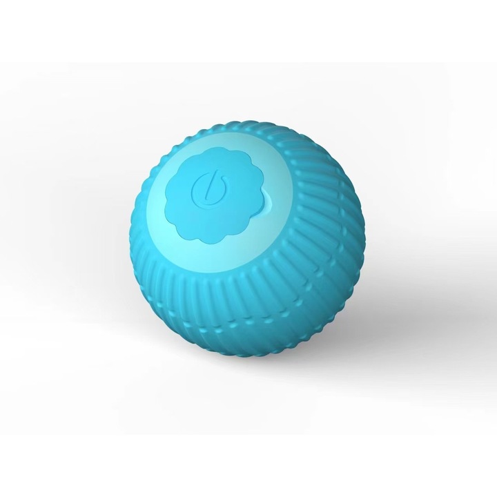 Interaktív macskajáték, automatikusan mozgó labda, 3 mozgásmód, szilikon, kék