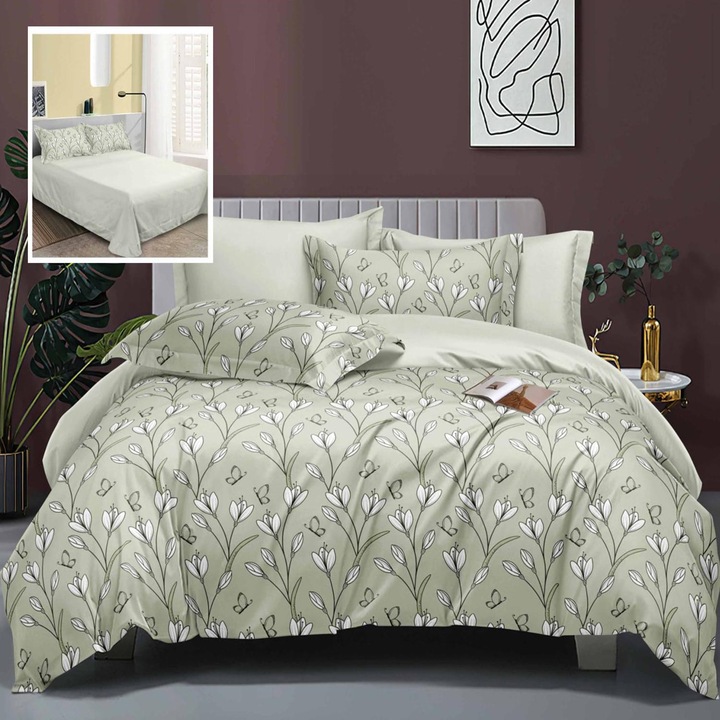 Lenjerie de pat Ralex Elegance 6 piese, bumbac/poliester, multicolor, 230x250cm