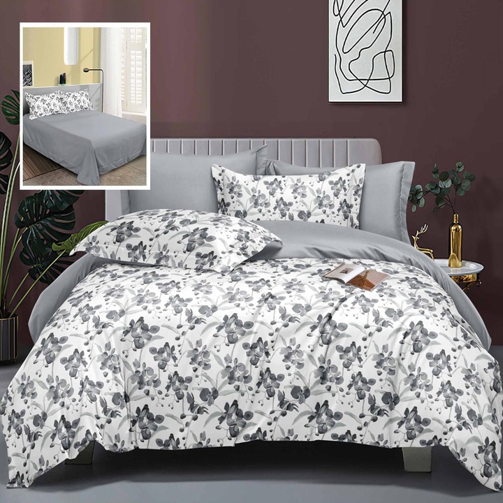 Lenjerie de pat Ralex Pucioasa Elegance, 6 piese, 60% bumbac, 40% poliester, multicolor, 230x250cm