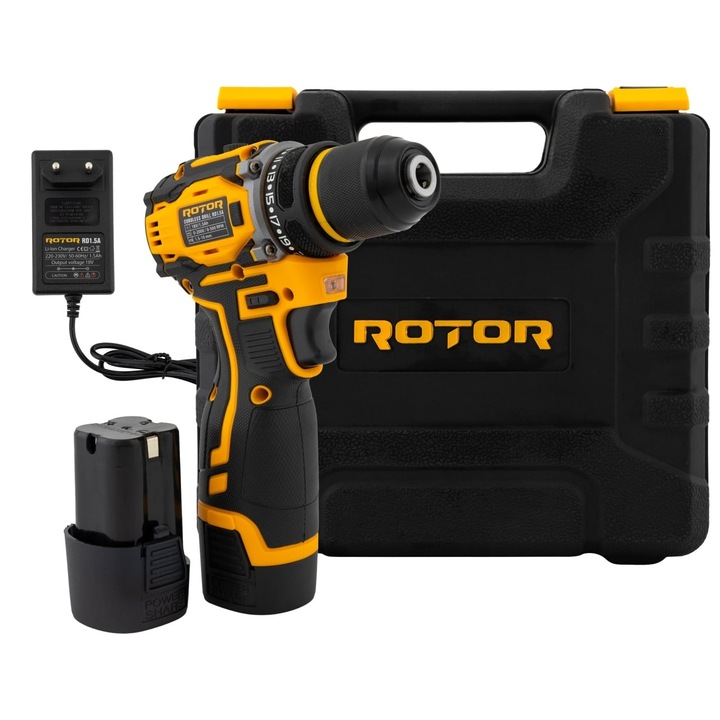 Autofiletanta cu 2 acumulatori si incarcator, ROTOR RD1.5A, 18 V, 1.5Ah, 2000 Rpm, Brushless