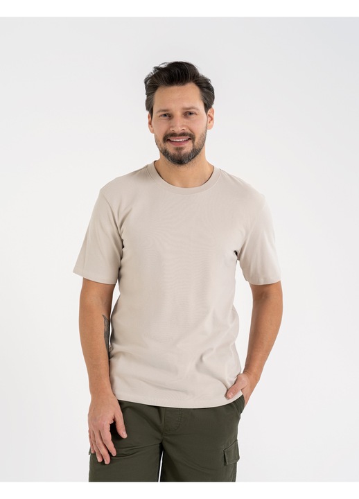 Tricou barbati cu maneca scurta Moraj, bumbac, neted, confortabil, bej
