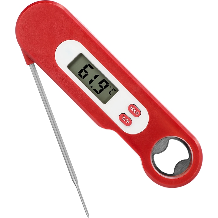 Termometru electronic de bucatarie Browin, sonda pliabila 10 cm, -50/+300°C, rosu