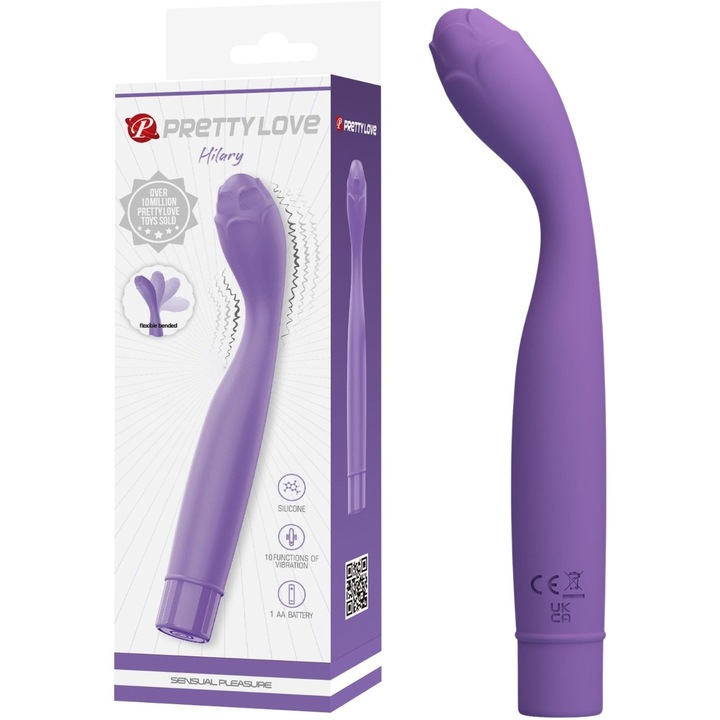 Вибратор за G-точка, Pretty Love Hilary, 10 режима на вибрация, виолетов, 18,5x2,6см