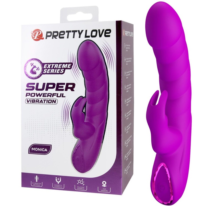 Вибратор Rabbit Pretty Love Monica, 10 режима, виолетов, 15,8x3см