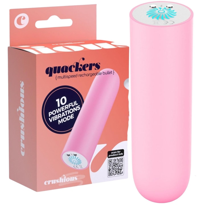 Mini klitorisz vibrátor, rózsaszín, Crushious, 8,6x2,5cm, 10 sebesség, vízálló