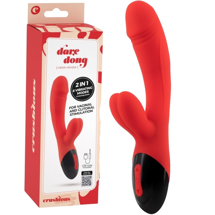 Vibrátor, CRUSHIOUS DARE DONG, G-pont stimuláció, piros, 20x4cm