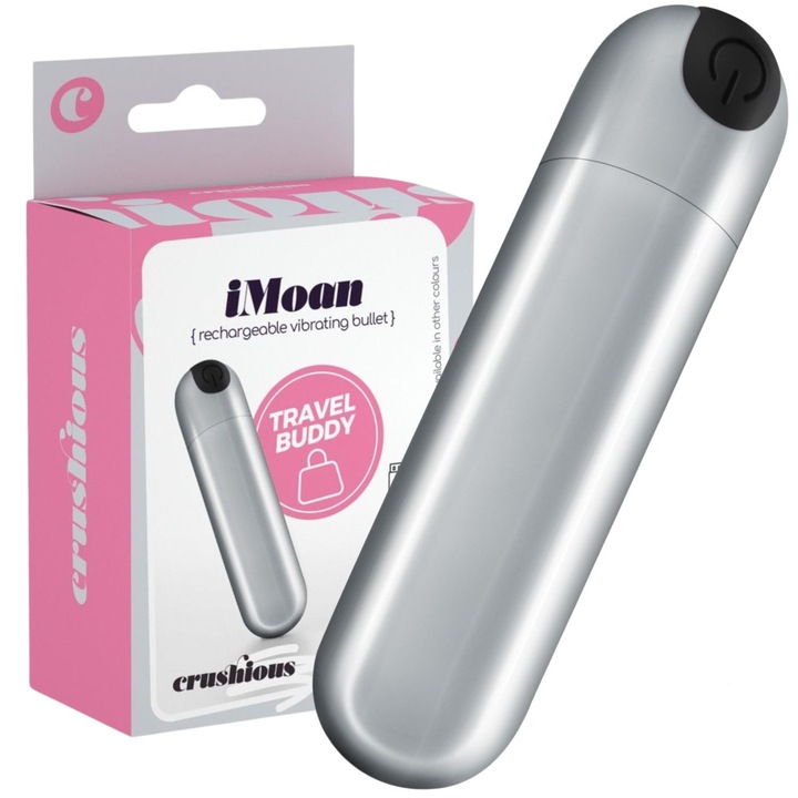 Vibrátor, CRUSHIOUS IMOAN, ezüst, 10 rezgésmód, 7,6x2cm