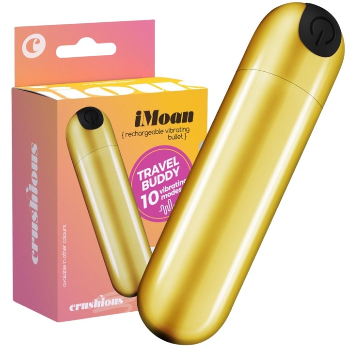 Golyóvibrátor, CRUSHIOUS IMOAN, arany, 7,6x2cm, 10 rezgésmód, újratölthető