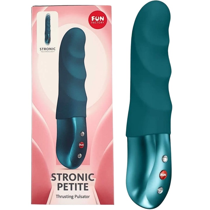 G-pont vibrátor, Stronic Petite, zöld, 17cm, Fun Factory, vízálló, toló mozgással