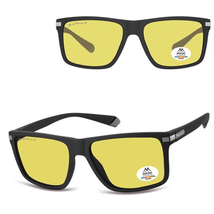 Ochelari pentru condus pe timp de noapte, Montana, polarizati, galben/negru, toc si laveta incluse