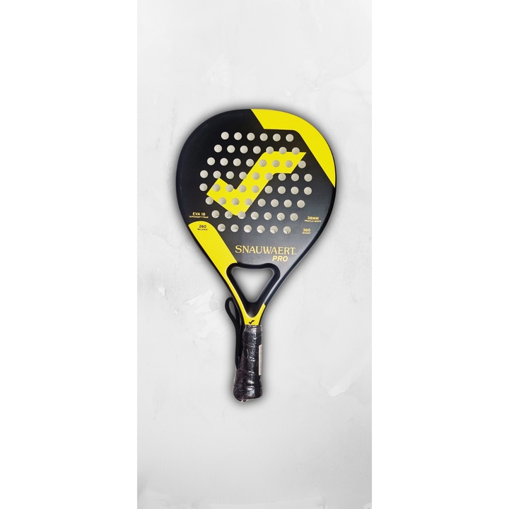 Paleta Padel Snauwaert Pro, EVA 18 Supersoft Foam, 360g, Profil 38 mm, Negru/Galben