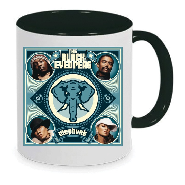 Cana ceramica No.2, alb si negru, 330ml, pentru cafea si ceai