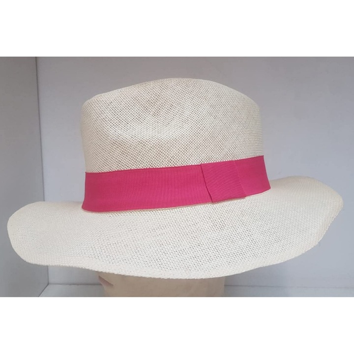 Set de 10 bucati, palarii plaja pentru femei, model cu bor mare, fire si fibre sintetice, 56-58, Alb, 56-58 CM