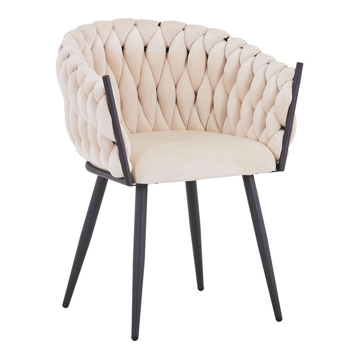 Трапезно кресло DK STYLE Viv, Бежов, 61x55x80cm